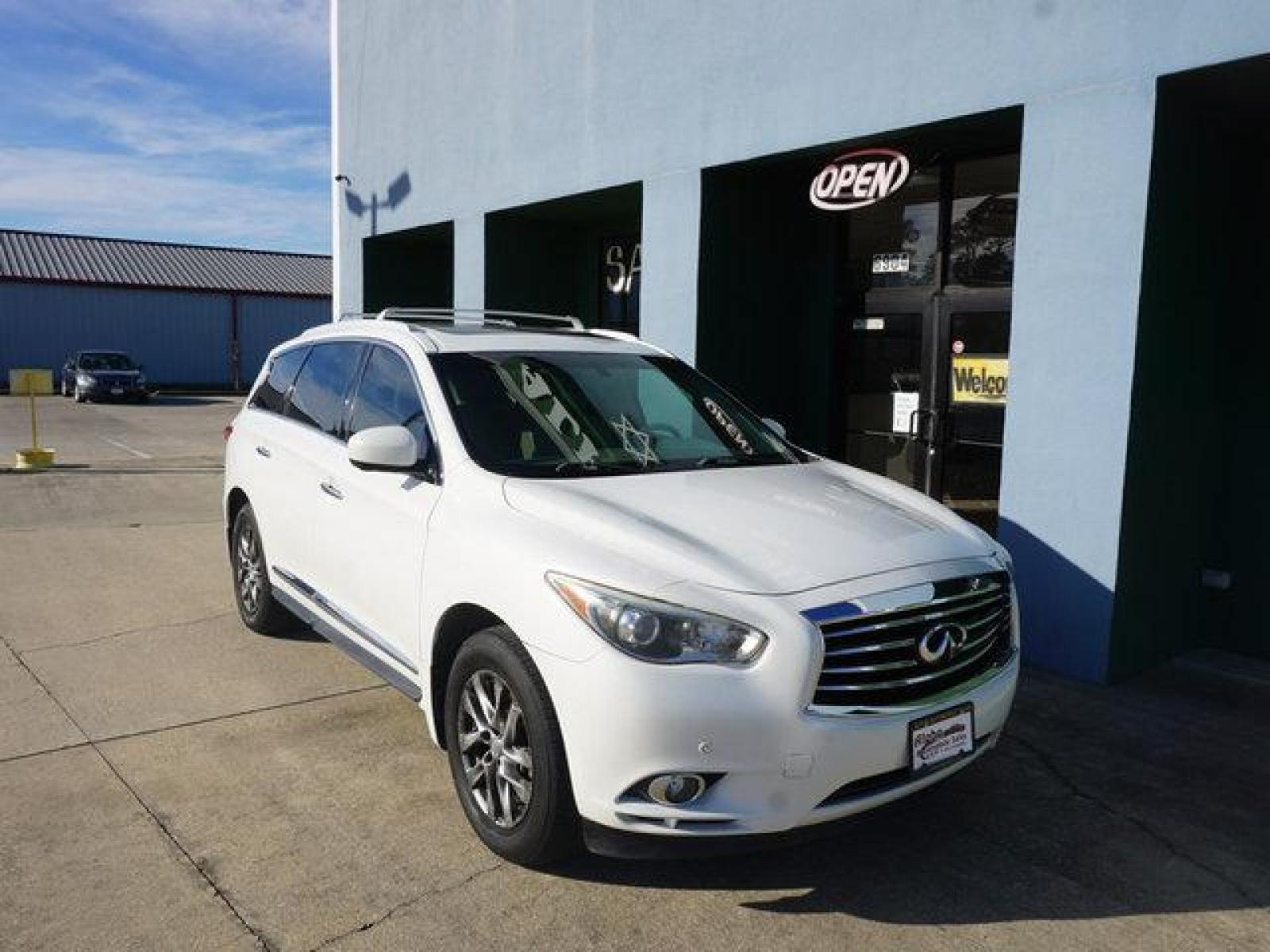 2013 White INFINITI JX35 (5N1AL0MM6DC) with an 3.5L V6 engine, Automatic transmission, located at 6904 Johnston St., Lafayette, LA, 70503, (337) 988-1960, 30.143589, -92.100601 - Prices are subject to change as improvements done by the service dept. Prices are for Cash sales only, Plus TTL. This Vehicle is Serviced well and Warranties Available too. Easy Financing. Drives Great and everything works. Price subject to change as improvements done by the service dept. Easy CR - Photo #1