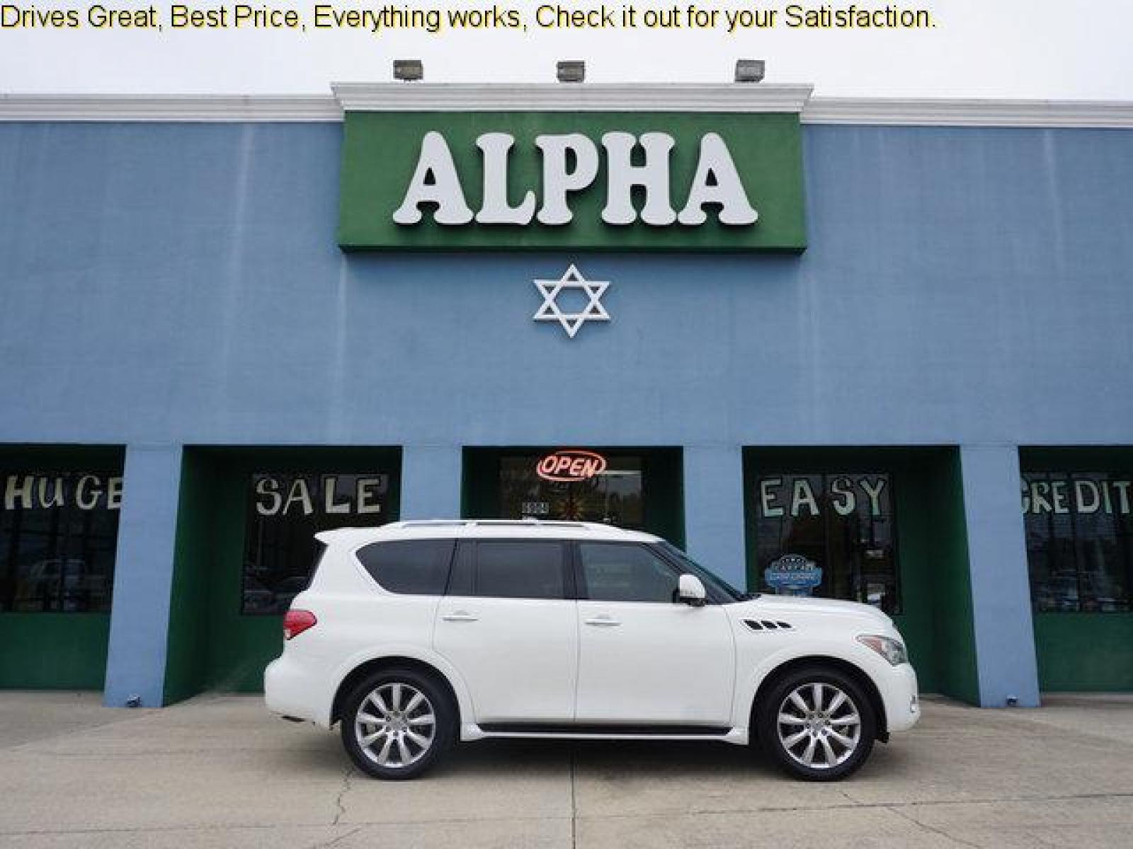 2013 White INFINITI QX56 (JN8AZ2NF9D9) with an 5.6L V8 engine, Automatic transmission, located at 6904 Johnston St., Lafayette, LA, 70503, (337) 988-1960, 30.143589, -92.100601 - Prices are subject to change as improvements done by the service dept. Prices are for Cash sales only, Plus TTL. This Vehicle is Serviced well and Warranties Available too. Easy Financing. Drives Great and everything works. Price subject to change as improvements done by the service dept. Easy CR - Photo #0