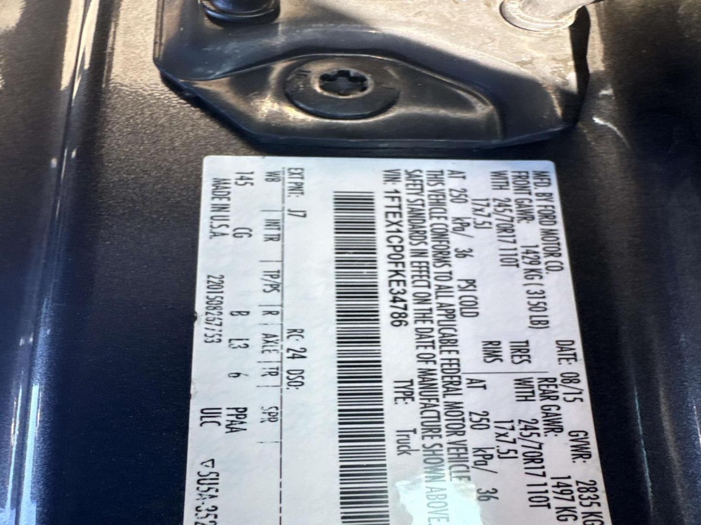 2015 Gray /Dark Earth Gray Ford F-150 2WD SuperCab 145 XL (1FTEX1CP0FK) with an 2.7L 6 Cyl engine, Automatic transmission, located at 6904 Johnston St., Lafayette, LA, 70503, (337) 988-1960, 30.143589, -92.100601 - Photo#32