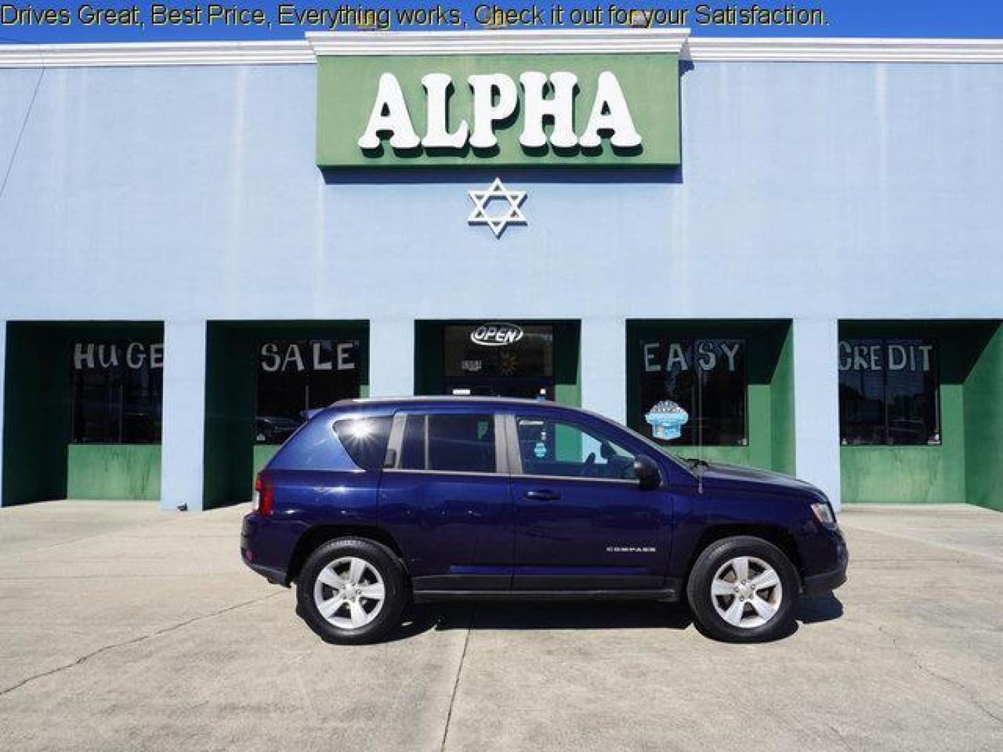 2014 True Blue Pearlcoat /Dark Slate Gray Jeep Compass FWD 4dr Sport (1C4NJCBB5ED) with an 2.4L 4Cyl engine, Automatic transmission, located at 6904 Johnston St., Lafayette, LA, 70503, (337) 988-1960, 30.143589, -92.100601 - Photo#0