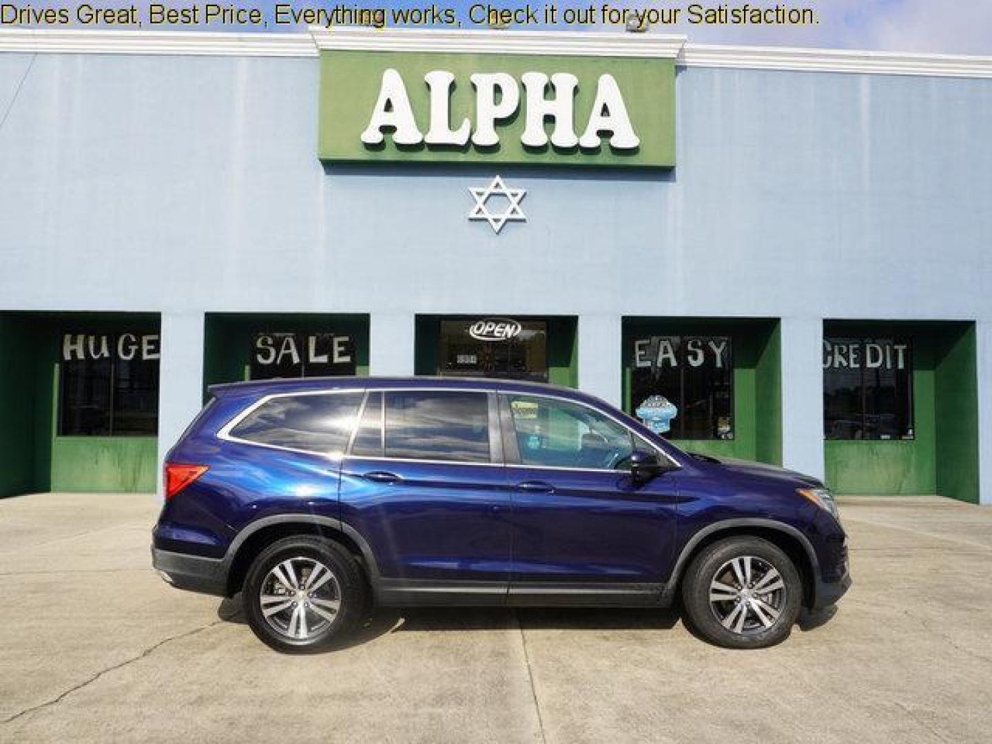 2017 Obsidian Blue Pearl /Beige Honda Pilot EX 2WD (5FNYF5H36HB) with an 3.5L V6 engine, Automatic transmission, located at 6904 Johnston St., Lafayette, LA, 70503, (337) 988-1960, 30.143589, -92.100601 - Photo#0