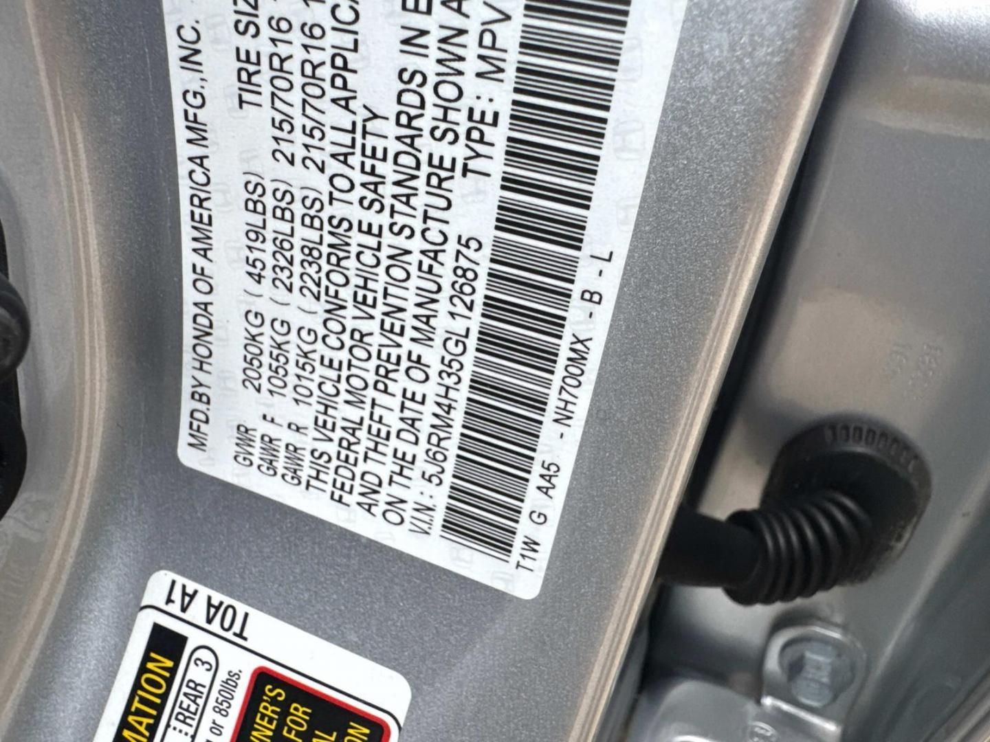 2016 Alabaster Silver Metallic /Gray Honda CR-V AWD 5dr LX (5J6RM4H35GL) , Automatic transmission, located at 6904 Johnston St., Lafayette, LA, 70503, (337) 988-1960, 30.143589, -92.100601 - Photo#26