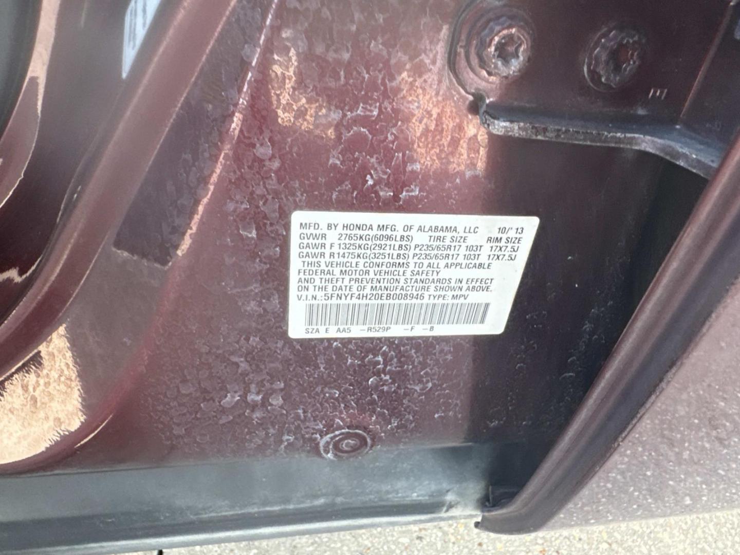 2014 Dark Cherry Pearl /Beige Honda Pilot 4WD 4dr LX (5FNYF4H20EB) , Automatic transmission, located at 6904 Johnston St., Lafayette, LA, 70503, (337) 988-1960, 30.143589, -92.100601 - Photo#26