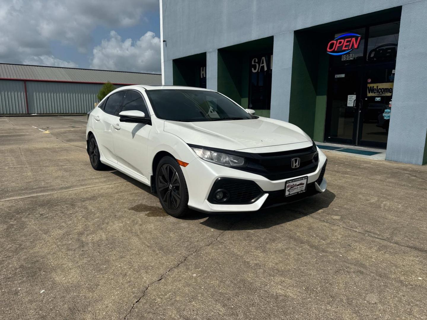 2017 White /Black Honda Civic Hatchback EX CVT (SHHFK7H50HU) , Automatic transmission, located at 6904 Johnston St., Lafayette, LA, 70503, (337) 988-1960, 30.143589, -92.100601 - Photo#1