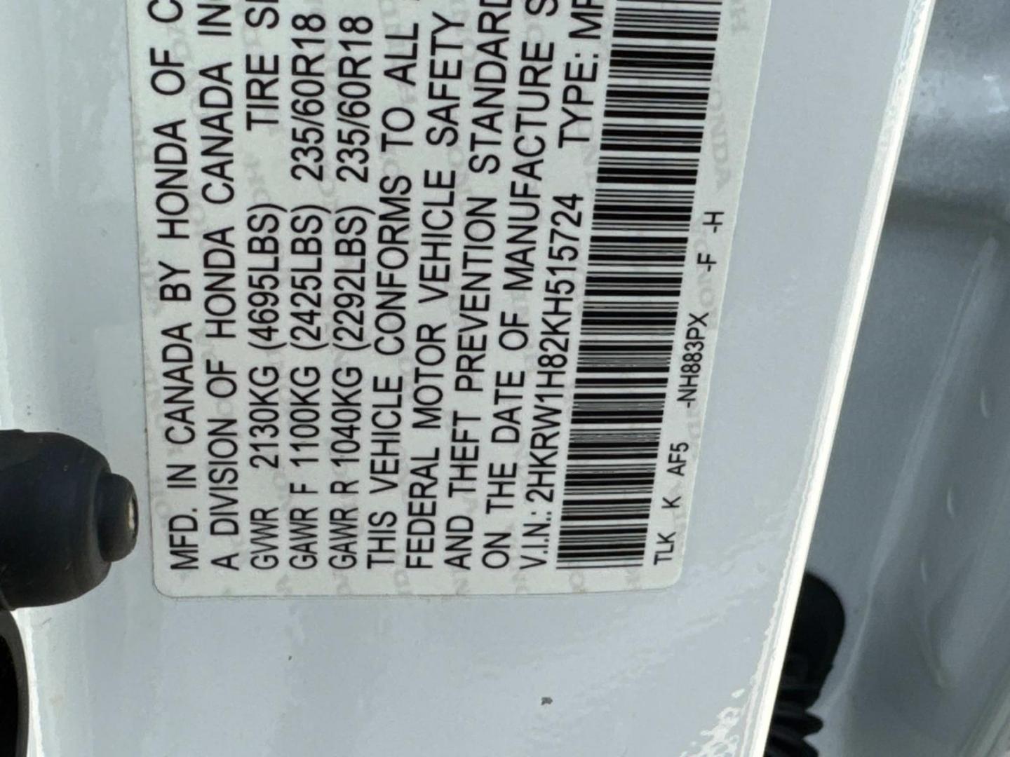 2019 White /Ivory Honda CR-V EX-L 2WD (2HKRW1H82KH) , Automatic transmission, located at 6904 Johnston St., Lafayette, LA, 70503, (337) 988-1960, 30.143589, -92.100601 - Photo#33