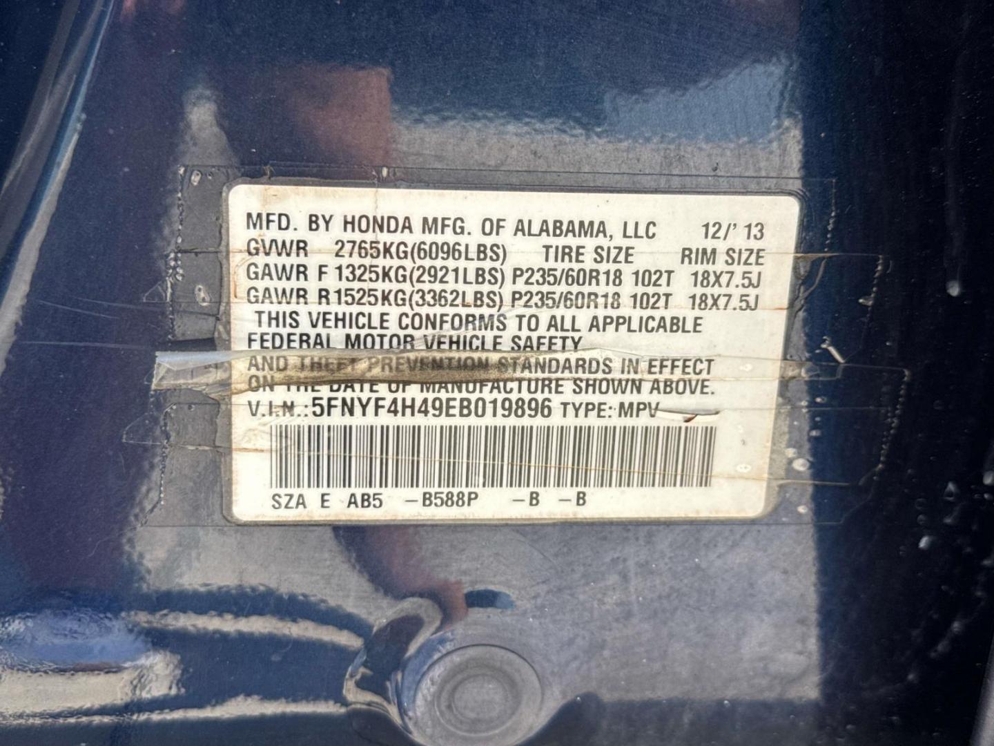 2014 Obsidian Blue Pearl /Gray Honda Pilot 4WD 4dr EX (5FNYF4H49EB) , Automatic transmission, located at 6904 Johnston St., Lafayette, LA, 70503, (337) 988-1960, 30.143589, -92.100601 - Photo#27