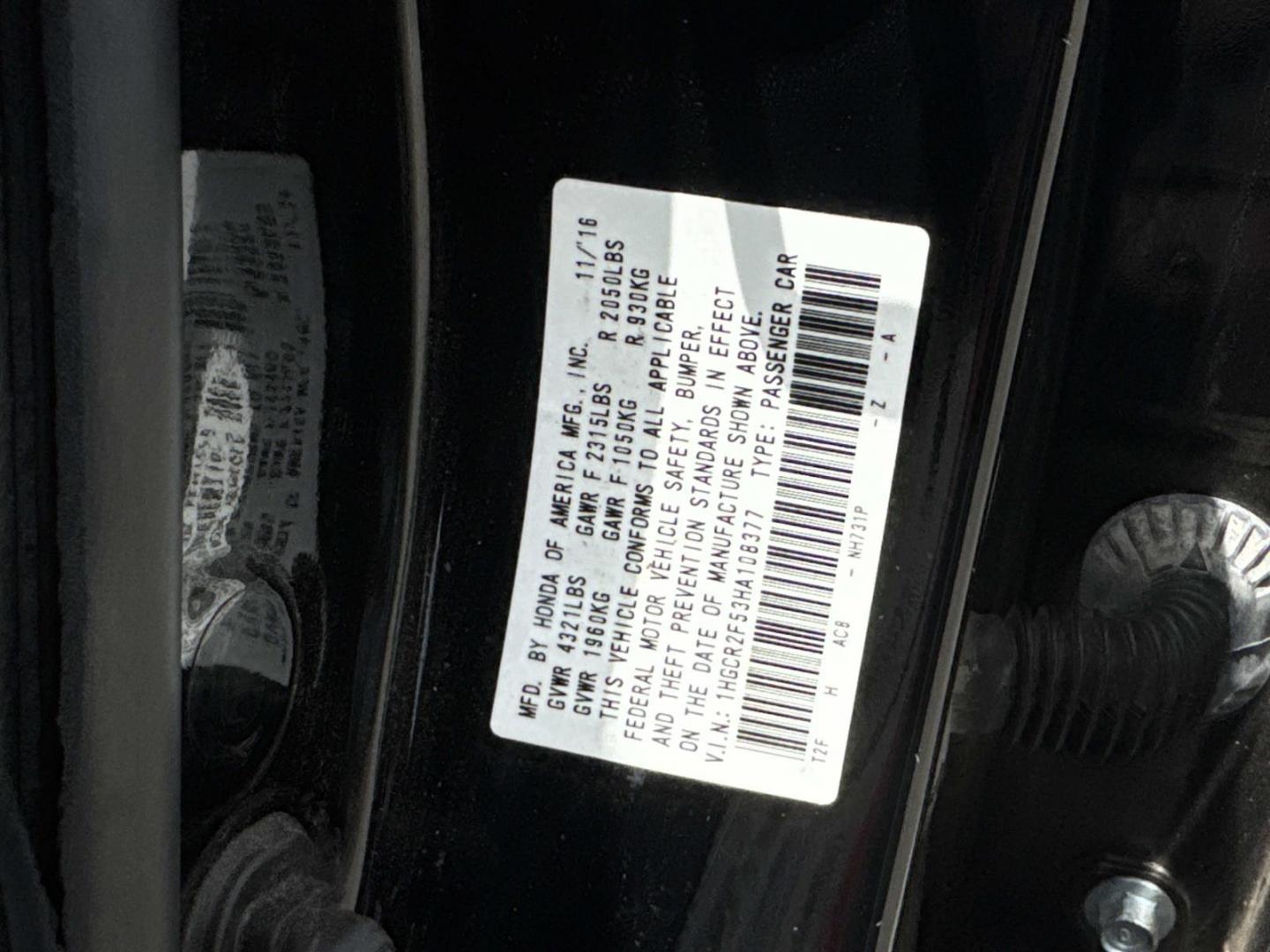 2017 Black /Black Honda Accord Sedan Sport CVT (1HGCR2F53HA) , Automatic transmission, located at 6904 Johnston St., Lafayette, LA, 70503, (337) 988-1960, 30.143589, -92.100601 - Photo#25