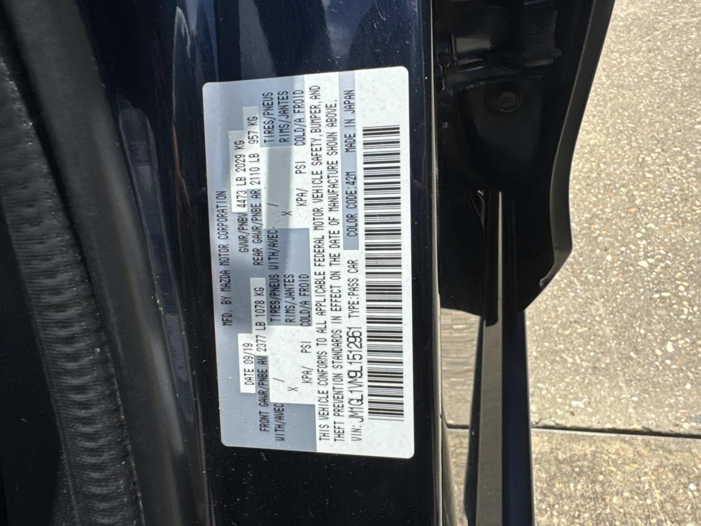 2020 Blue /Black Mazda MAZDA6 Touring Auto (JM1GL1VM9L1) , Automatic transmission, located at 6904 Johnston St., Lafayette, LA, 70503, (337) 988-1960, 30.143589, -92.100601- Photo#29