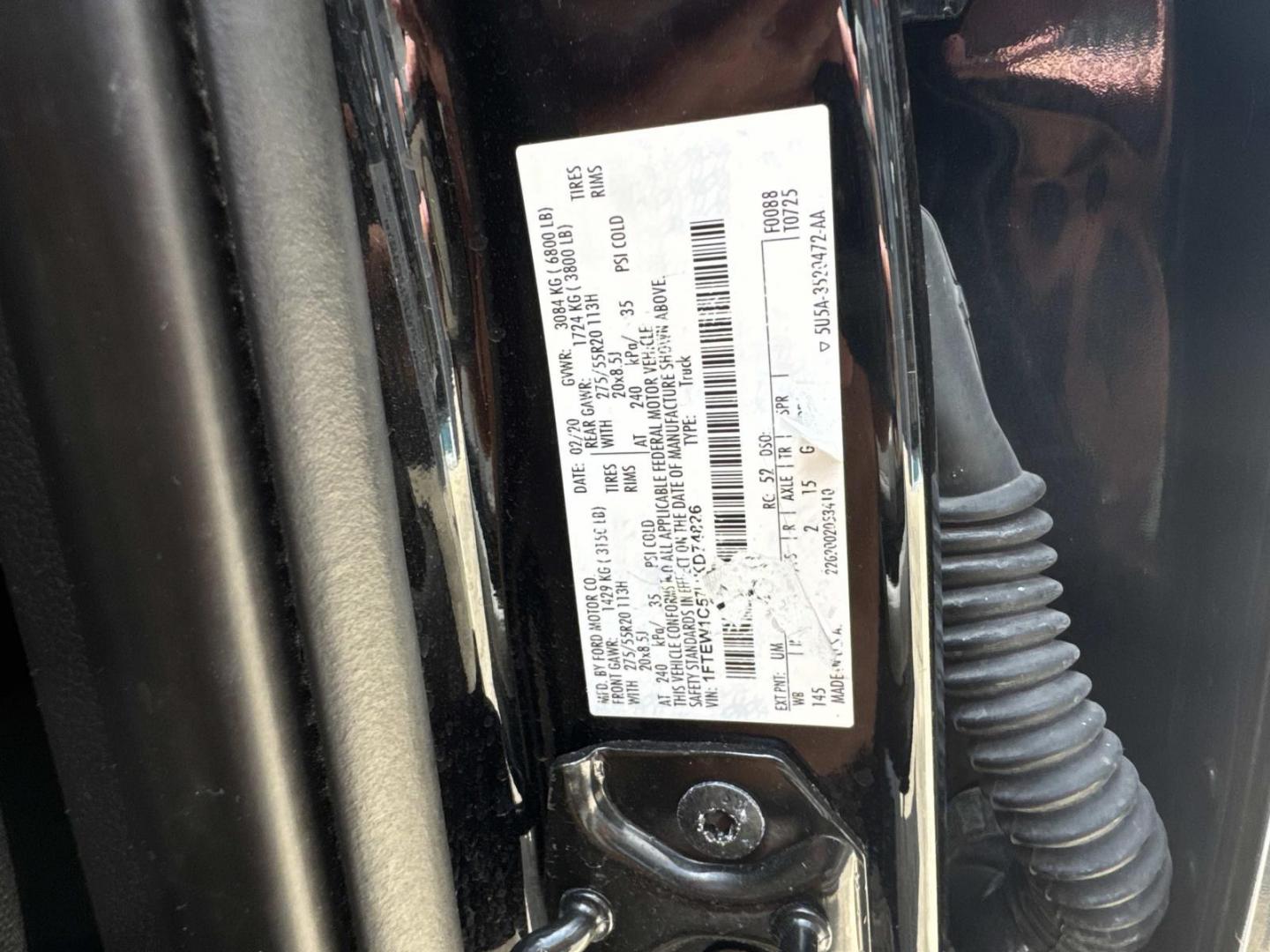 2020 Black /Black Ford F-150 XL 2WD SuperCrew 5.5' Box (1FTEW1C57LK) , Automatic transmission, located at 6904 Johnston St., Lafayette, LA, 70503, (337) 988-1960, 30.143589, -92.100601- Photo#28